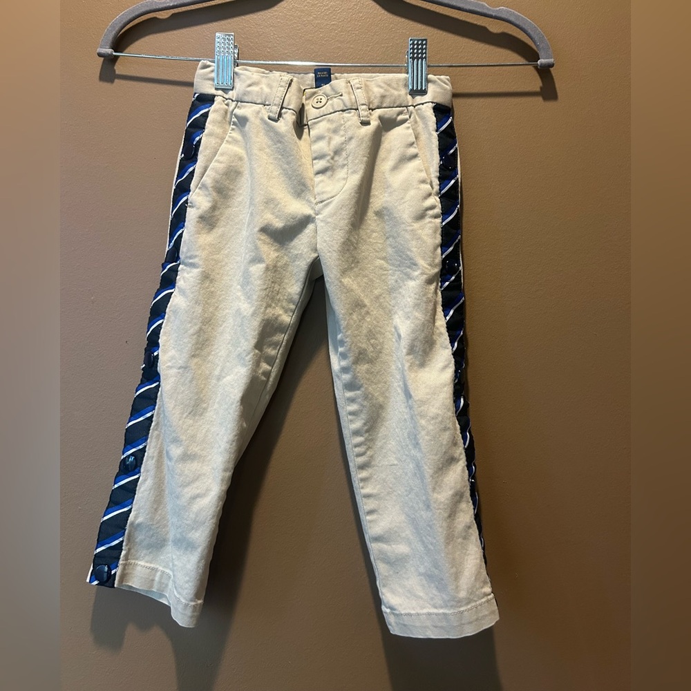 Boys Khakis 2T Polo Ralph Lauren Tan Pants with Navy Stripes